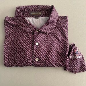 Peter Millar Men's Burgundy and Navy Polo